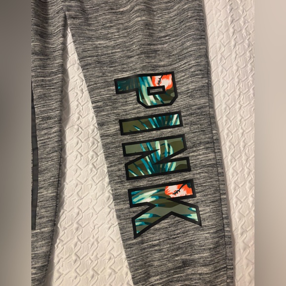 PINK size medium logo jogger sweat pants with Hawaiian floral print - Picture 2 of 9